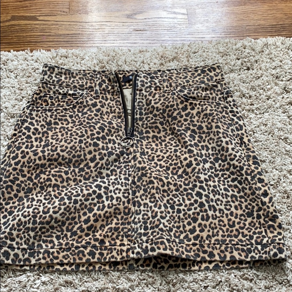 Cheetah jean skirt